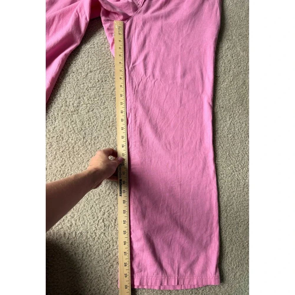 H&M Pants Wide Leg NEW Pink Linen Blend Pink Size XL